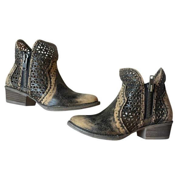 Circle G by Corral Ladies Black & Yellow Cutout Bootie NWT Size 8.5 - Picture 5 of 13